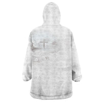 Niue White Sunday Tapu Fanau Wearable Blanket Hoodie Fiti Pua Mix Hiapo Tapa LT7 - Polynesian Pride