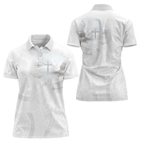 Niue White Sunday Tapu Fanau Women Polo Shirt Fiti Pua Mix Hiapo Tapa LT7 - Polynesian Pride