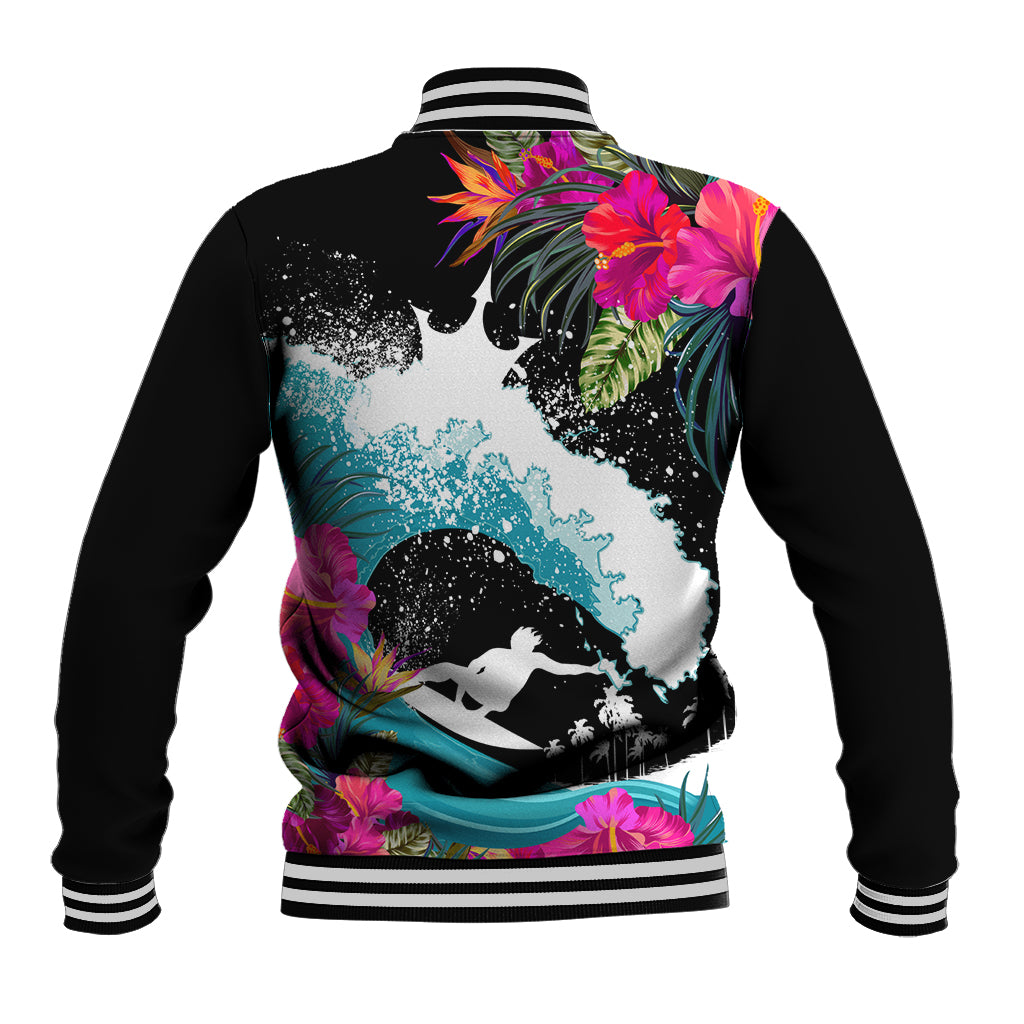 Hawaii Surfing Baseball Jacket Triple Crown Rides The Waves LT7 - Polynesian Pride