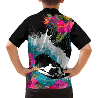 Hawaii Surfing Family Matching Off Shoulder Maxi Dress and Hawaiian Shirt Triple Crown Rides The Waves LT7 - Polynesian Pride