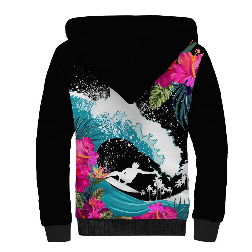 Hawaii Surfing Sherpa Hoodie Triple Crown Rides The Waves LT7 - Polynesian Pride