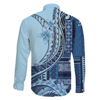 Samoa Siapo Mamanu Family Matching Tank Maxi Dress and Hawaiian Shirt Plumeria Navy Blue Motifs LT7 - Polynesian Pride