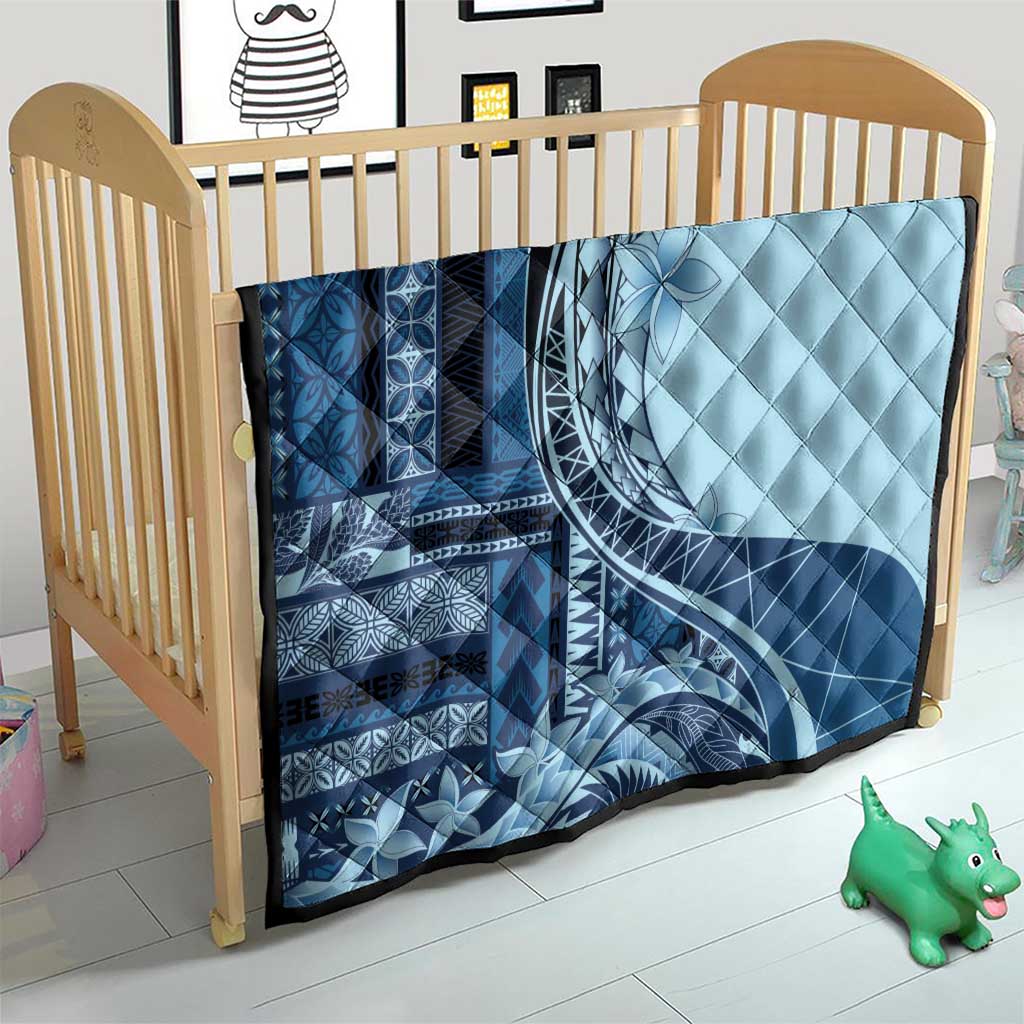 Samoa Siapo Mamanu Quilt Plumeria Navy Blue Motifs