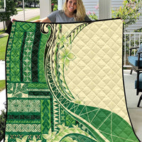 Samoa Siapo Mamanu Quilt Plumeria Emerald Motifs
