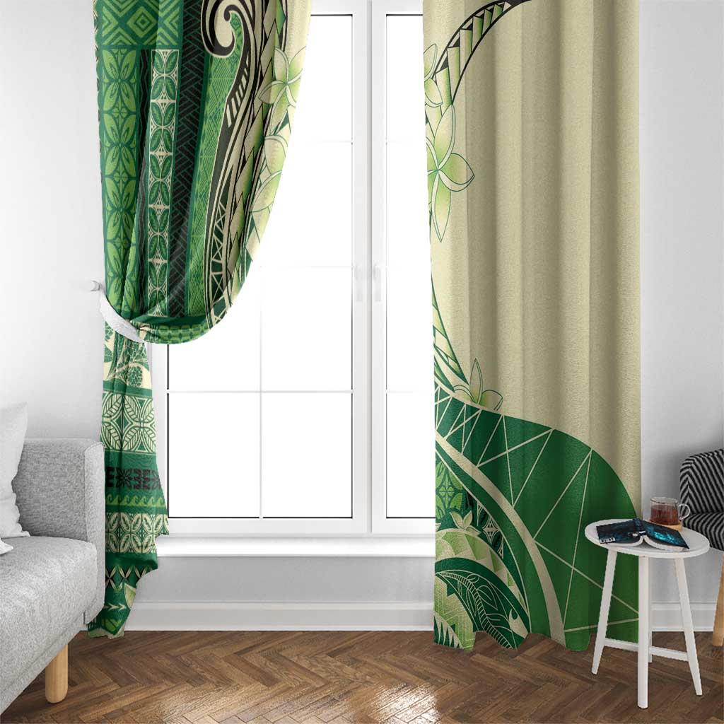 Samoa Siapo Mamanu Window Curtain Plumeria Emerald Motifs