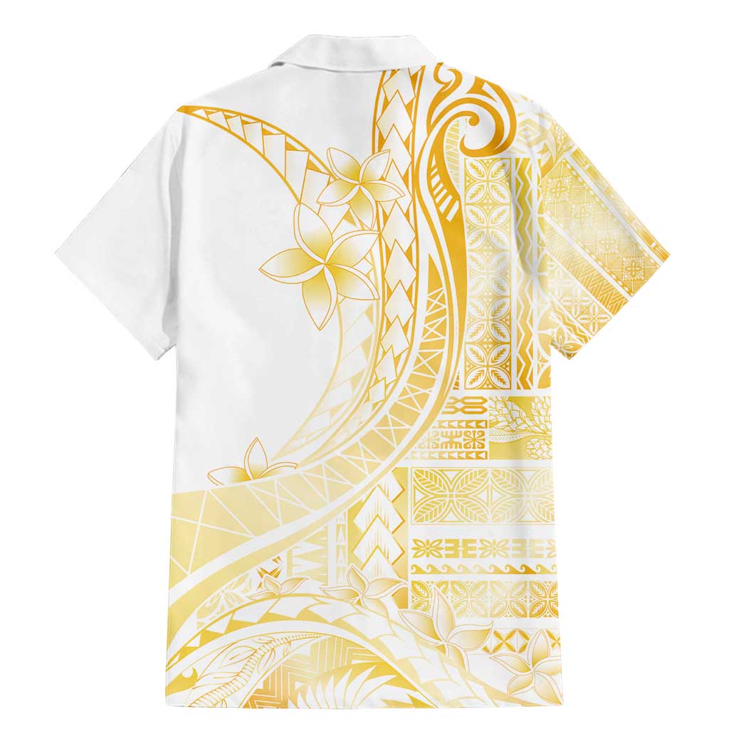 Samoa Siapo Mamanu Family Matching Mermaid Dress and Hawaiian Shirt Plumeria Fancy Gold Motifs LT7 - Polynesian Pride
