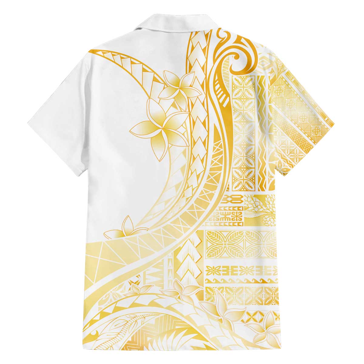 Samoa Siapo Mamanu Family Matching Off The Shoulder Long Sleeve Dress and Hawaiian Shirt Plumeria Fancy Gold Motifs LT7 - Polynesian Pride
