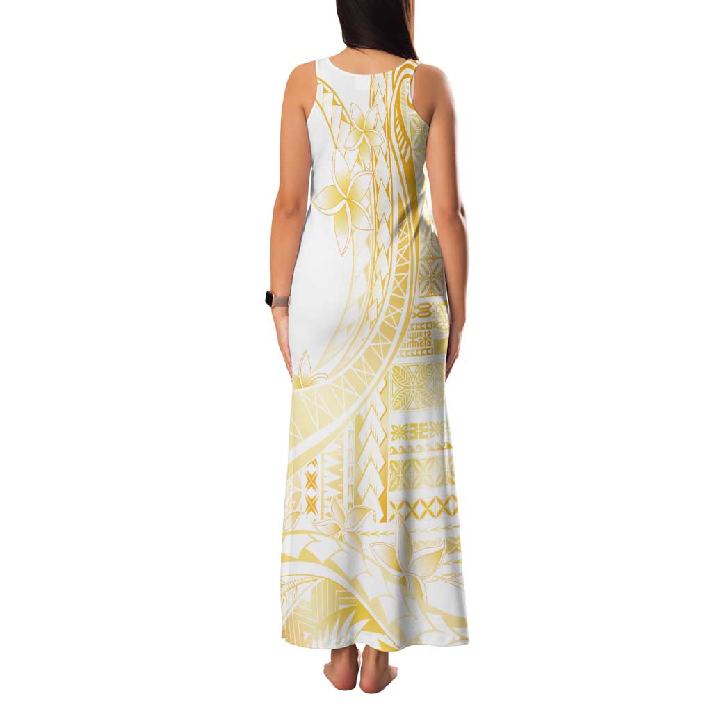 Samoa Siapo Mamanu Family Matching Tank Maxi Dress and Hawaiian Shirt Plumeria Fancy Gold Motifs LT7 - Polynesian Pride
