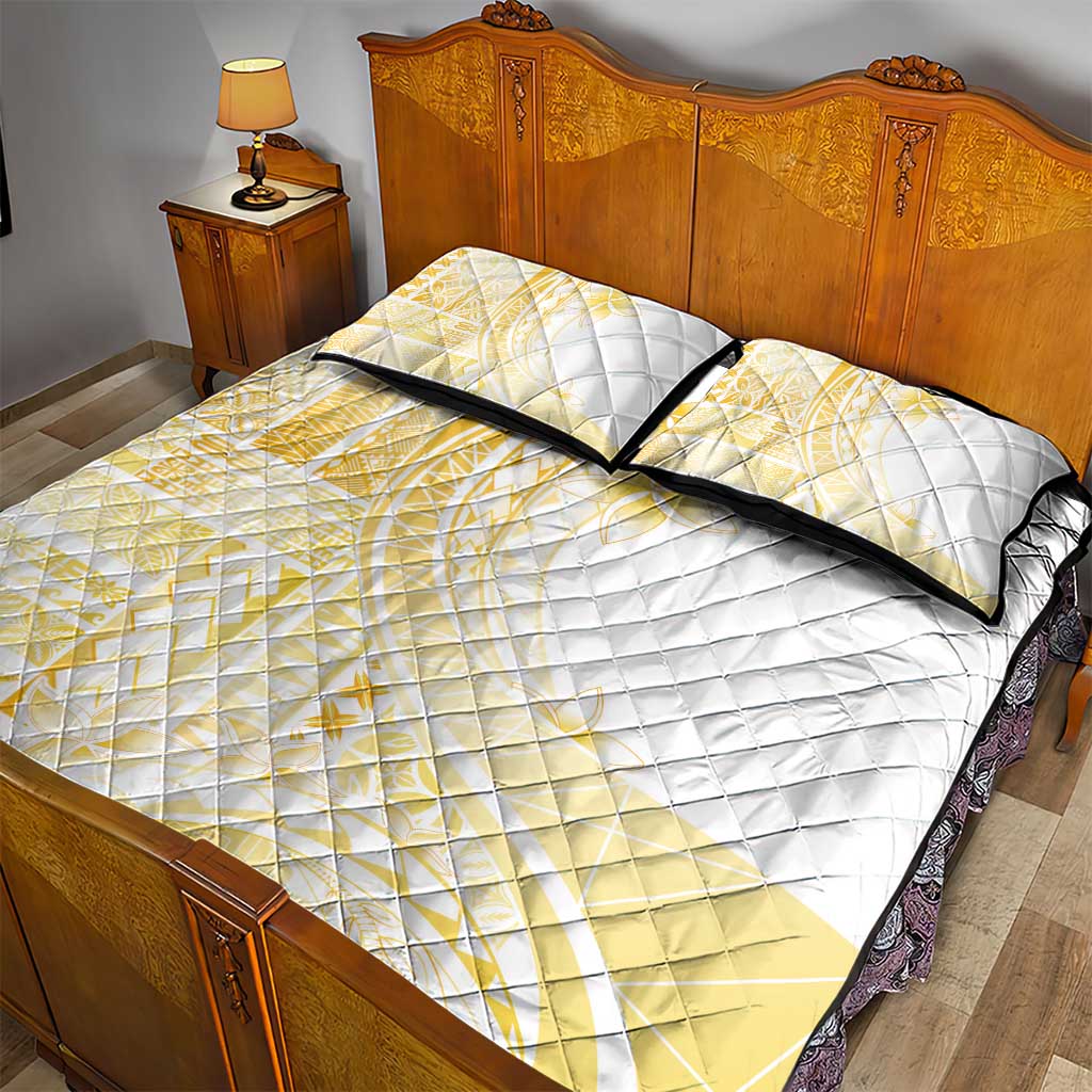 Samoa Siapo Mamanu Quilt Bed Set Plumeria Fancy Gold Motifs