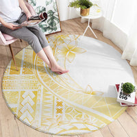 Samoa Siapo Mamanu Round Carpet Plumeria Fancy Gold Motifs