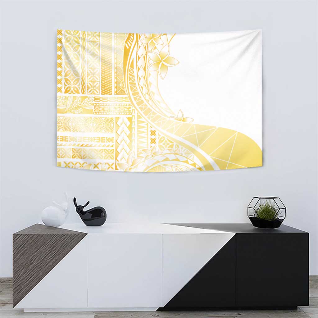 Samoa Siapo Mamanu Tapestry Plumeria Fancy Gold Motifs