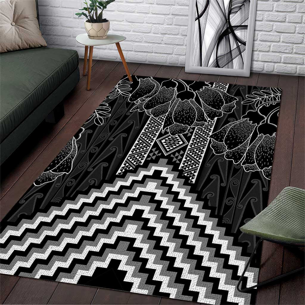 Aotearoa Taniko Pattern Area Rug Poutama Mix Kowhai Flowers LT7 Grey - Polynesian Pride