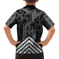 Aotearoa Taniko Pattern Family Matching Long Sleeve Bodycon Dress and Hawaiian Shirt Poutama Mix Kowhai Flowers LT7 - Polynesian Pride