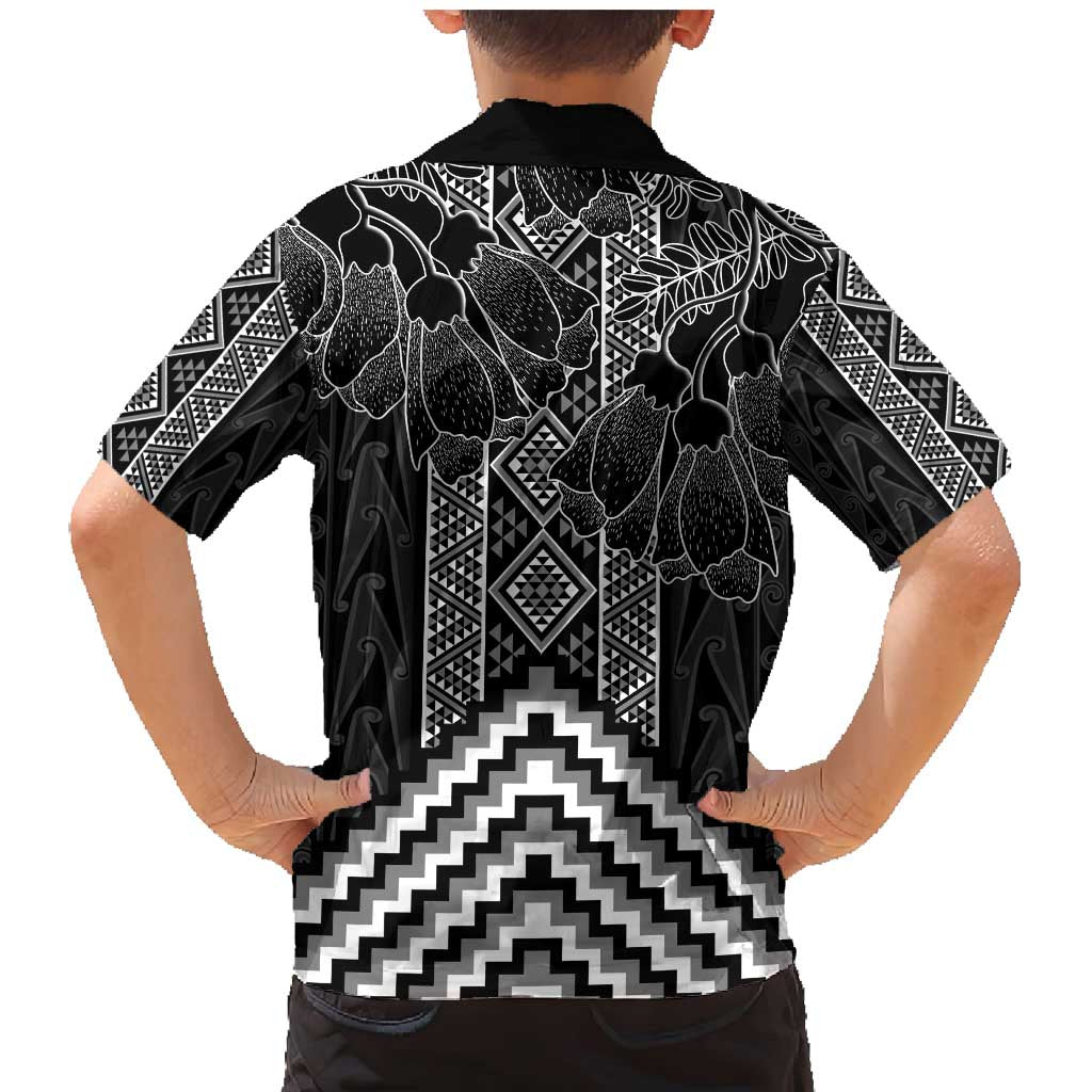 Aotearoa Taniko Pattern Family Matching Mermaid Dress and Hawaiian Shirt Poutama Mix Kowhai Flowers LT7 - Polynesian Pride
