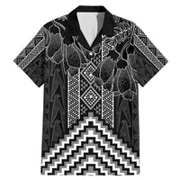 Aotearoa Taniko Pattern Family Matching Mermaid Dress and Hawaiian Shirt Poutama Mix Kowhai Flowers LT7 Dad's Shirt - Short Sleeve Grey - Polynesian Pride