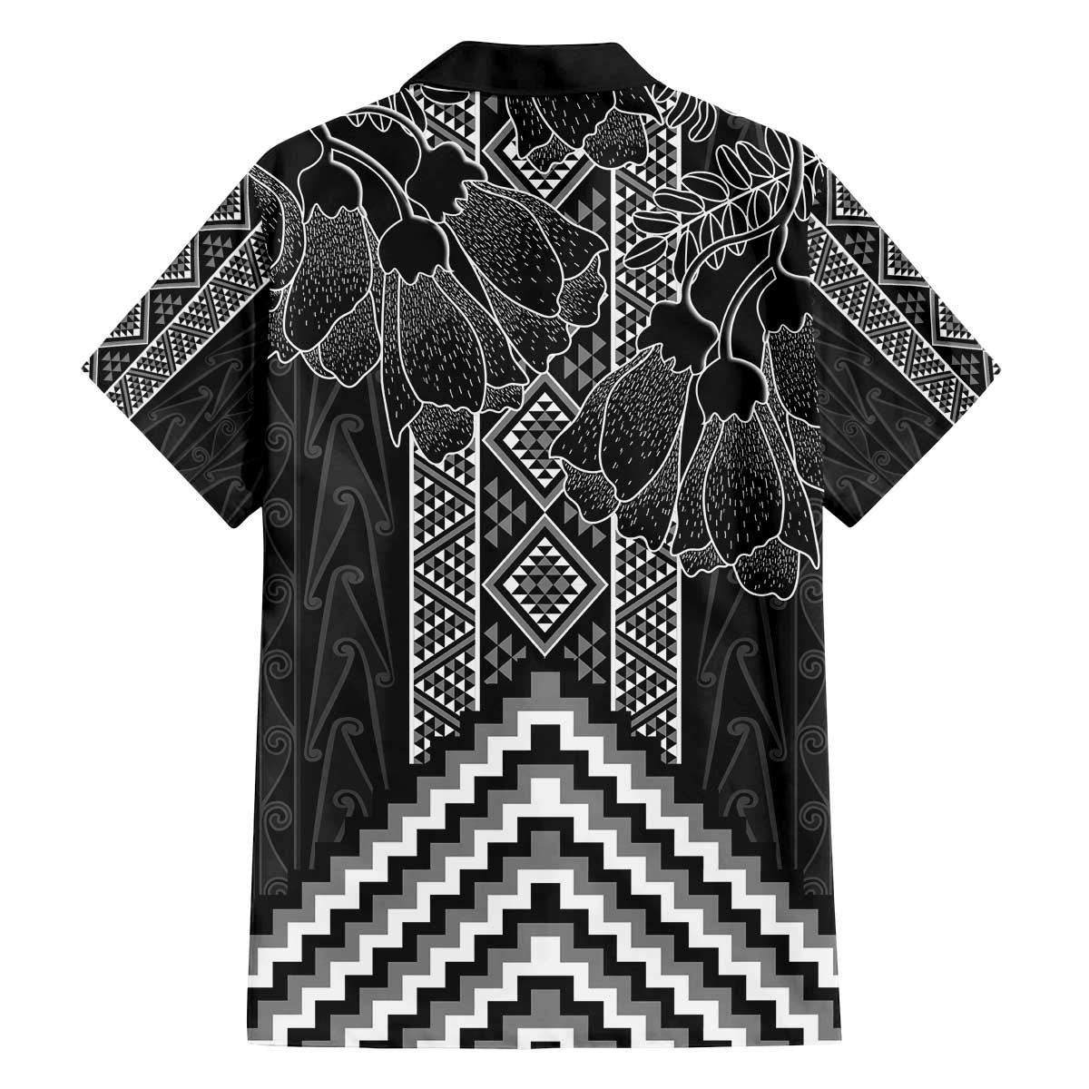 Aotearoa Taniko Pattern Family Matching Off The Shoulder Long Sleeve Dress and Hawaiian Shirt Poutama Mix Kowhai Flowers LT7 - Polynesian Pride