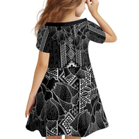 Aotearoa Taniko Pattern Family Matching Off Shoulder Short Dress and Hawaiian Shirt Poutama Mix Kowhai Flowers LT7 - Polynesian Pride