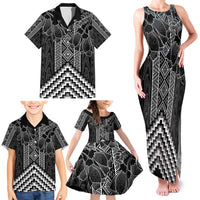Aotearoa Taniko Pattern Family Matching Tank Maxi Dress and Hawaiian Shirt Poutama Mix Kowhai Flowers LT7 - Polynesian Pride