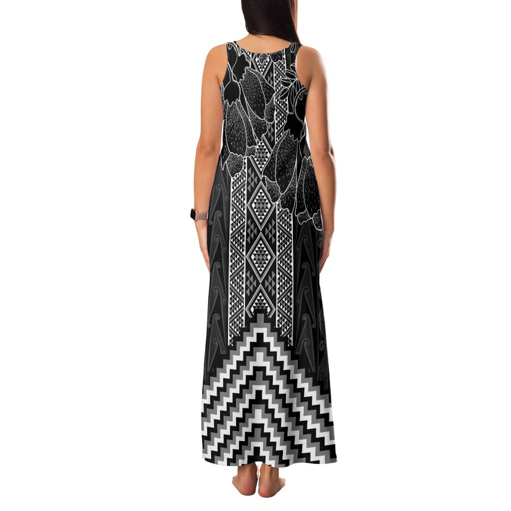 Aotearoa Taniko Pattern Family Matching Tank Maxi Dress and Hawaiian Shirt Poutama Mix Kowhai Flowers LT7 - Polynesian Pride