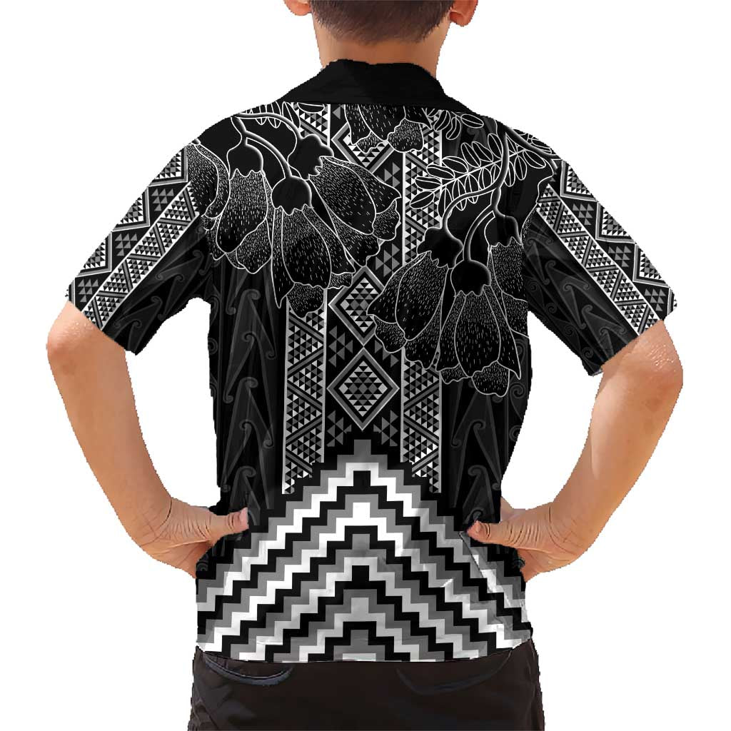 Aotearoa Taniko Pattern Hawaiian Shirt Poutama Mix Kowhai Flowers