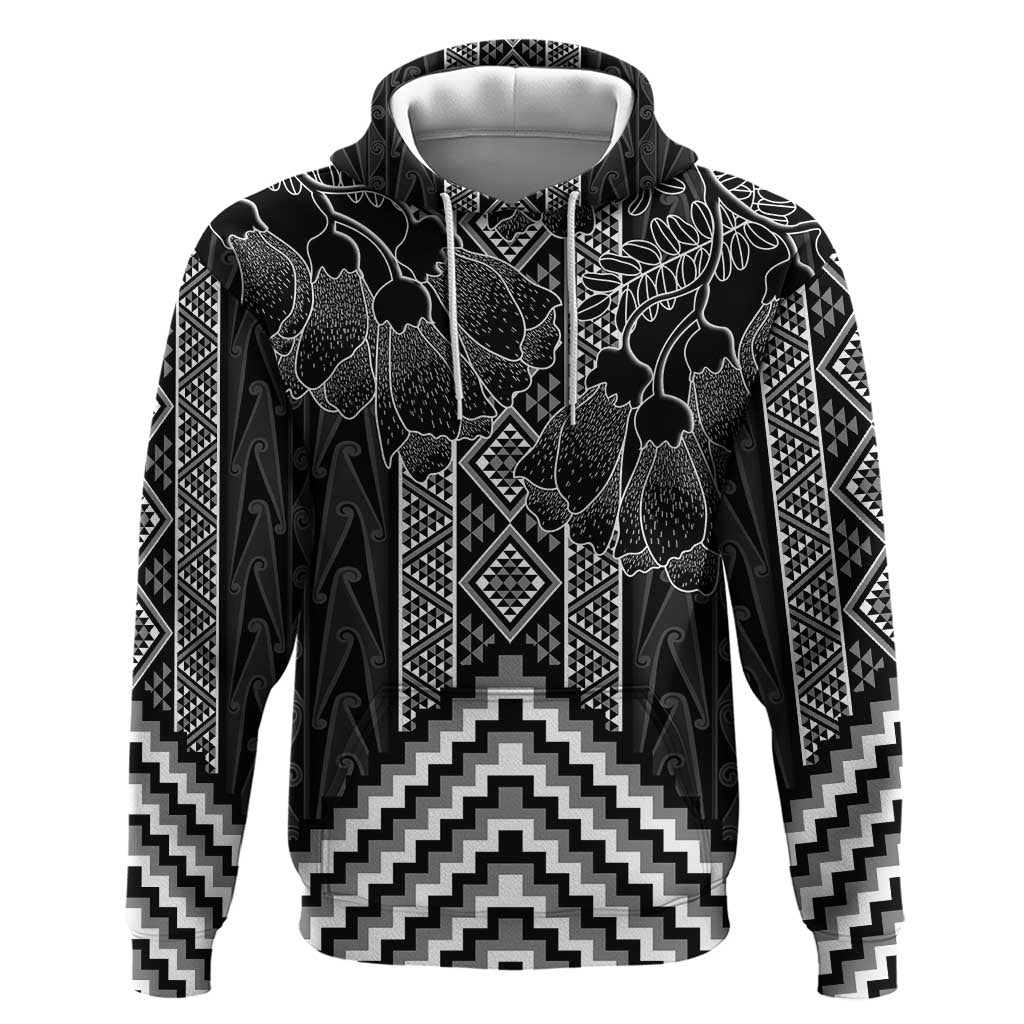 Aotearoa Taniko Pattern Hoodie Poutama Mix Kowhai Flowers