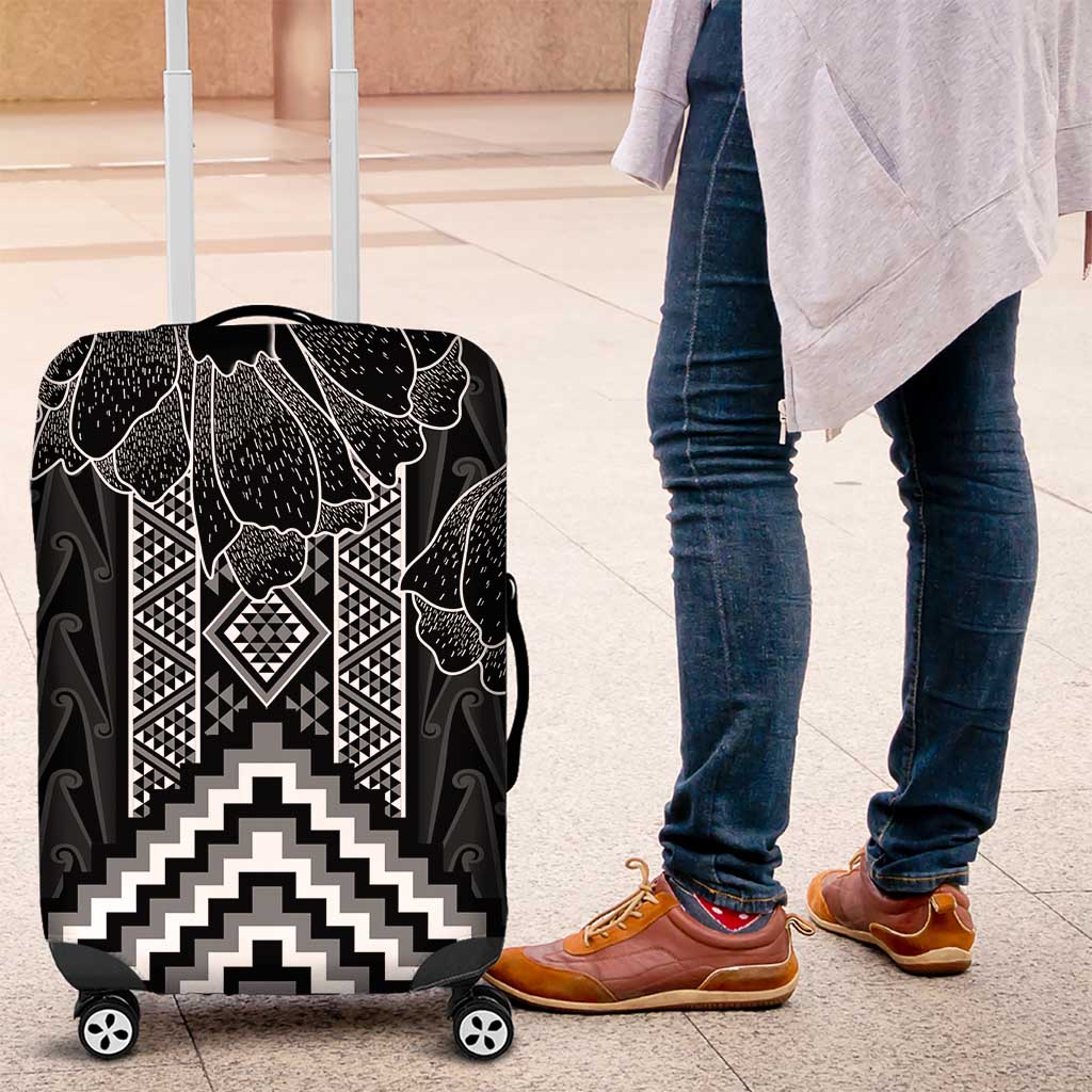 Aotearoa Taniko Pattern Luggage Cover Poutama Mix Kowhai Flowers