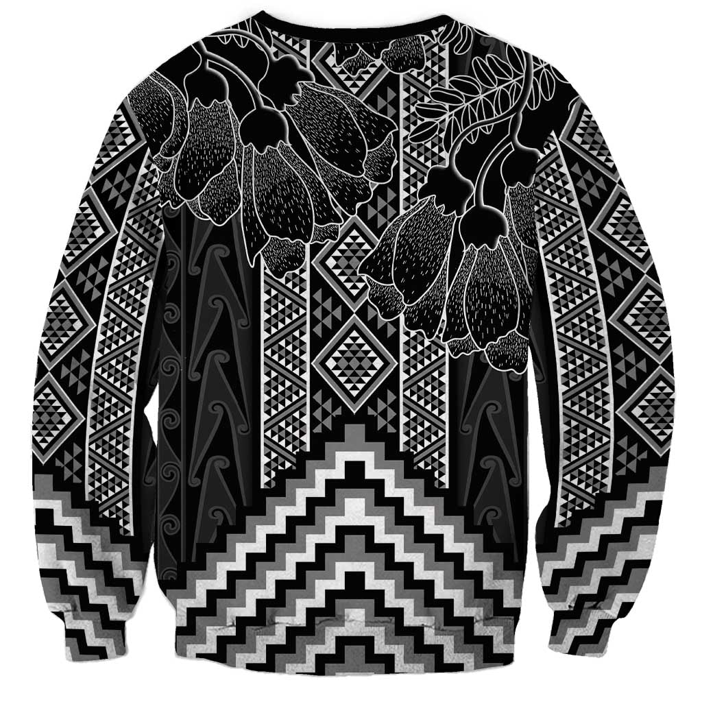 Aotearoa Taniko Pattern Sweatshirt Poutama Mix Kowhai Flowers