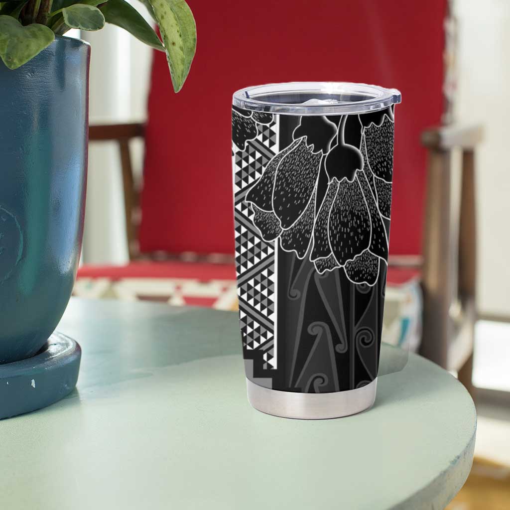 Aotearoa Taniko Pattern Tumbler Cup Poutama Mix Kowhai Flowers