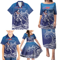 Samoa Manuia le Aso Tuto'atasi Siapo Motif Family Matching Puletasi and Hawaiian Shirt Warrior with Nifo Oti LT7 - Polynesian Pride