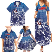Samoa Manuia le Aso Tuto'atasi Siapo Motif Family Matching Summer Maxi Dress and Hawaiian Shirt Warrior with Nifo Oti LT7 - Polynesian Pride