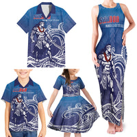 Samoa Manuia le Aso Tuto'atasi Siapo Motif Family Matching Tank Maxi Dress and Hawaiian Shirt Warrior with Nifo Oti LT7 - Polynesian Pride