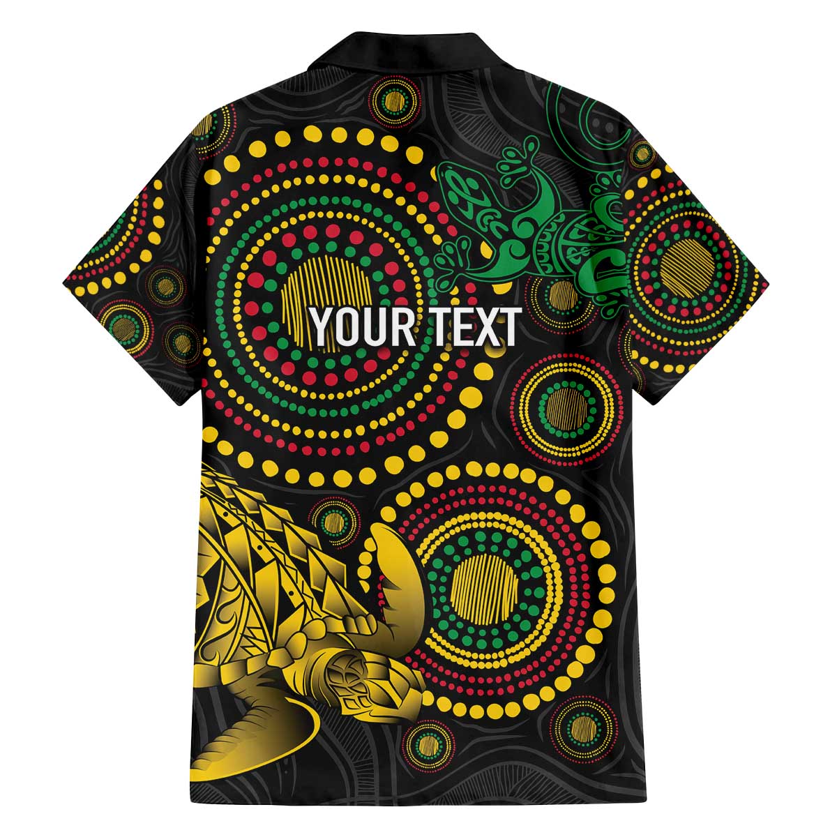 Vanuatu Personalized Aboriginal Arts Family Matching Off The Shoulder Long Sleeve Dress and Hawaiian Shirt Turtle and Iguana Special - Polynesian Pride