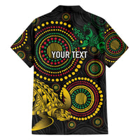 Vanuatu Personalized Aboriginal Arts Family Matching Off The Shoulder Long Sleeve Dress and Hawaiian Shirt Turtle and Iguana Special - Polynesian Pride