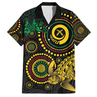 Vanuatu Personalized Aboriginal Arts Family Matching Puletasi and Hawaiian Shirt Turtle and Iguana Special - Polynesian Pride