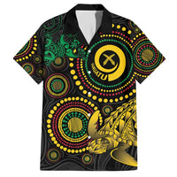 Vanuatu Personalized Aboriginal Arts Family Matching Short Sleeve Bodycon Dress and Hawaiian Shirt Turtle and Iguana Special - Polynesian Pride