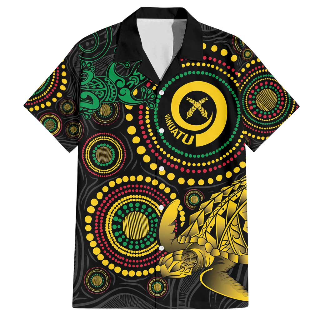 Vanuatu Personalized Aboriginal Arts Family Matching Tank Maxi Dress and Hawaiian Shirt Turtle and Iguana Special - Polynesian Pride