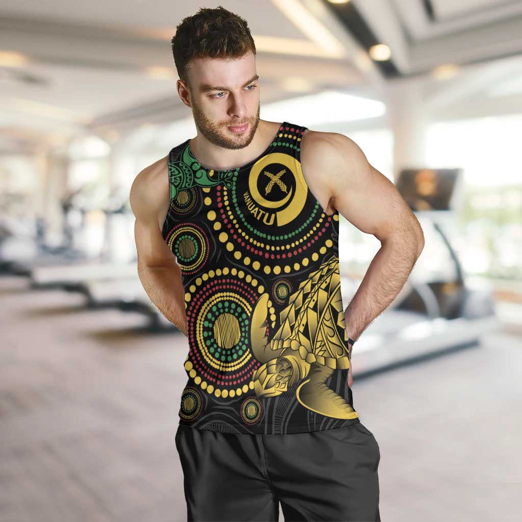 Vanuatu Personalized Aboriginal Arts Men Tank Top Turtle and Iguana Special - Polynesian Pride