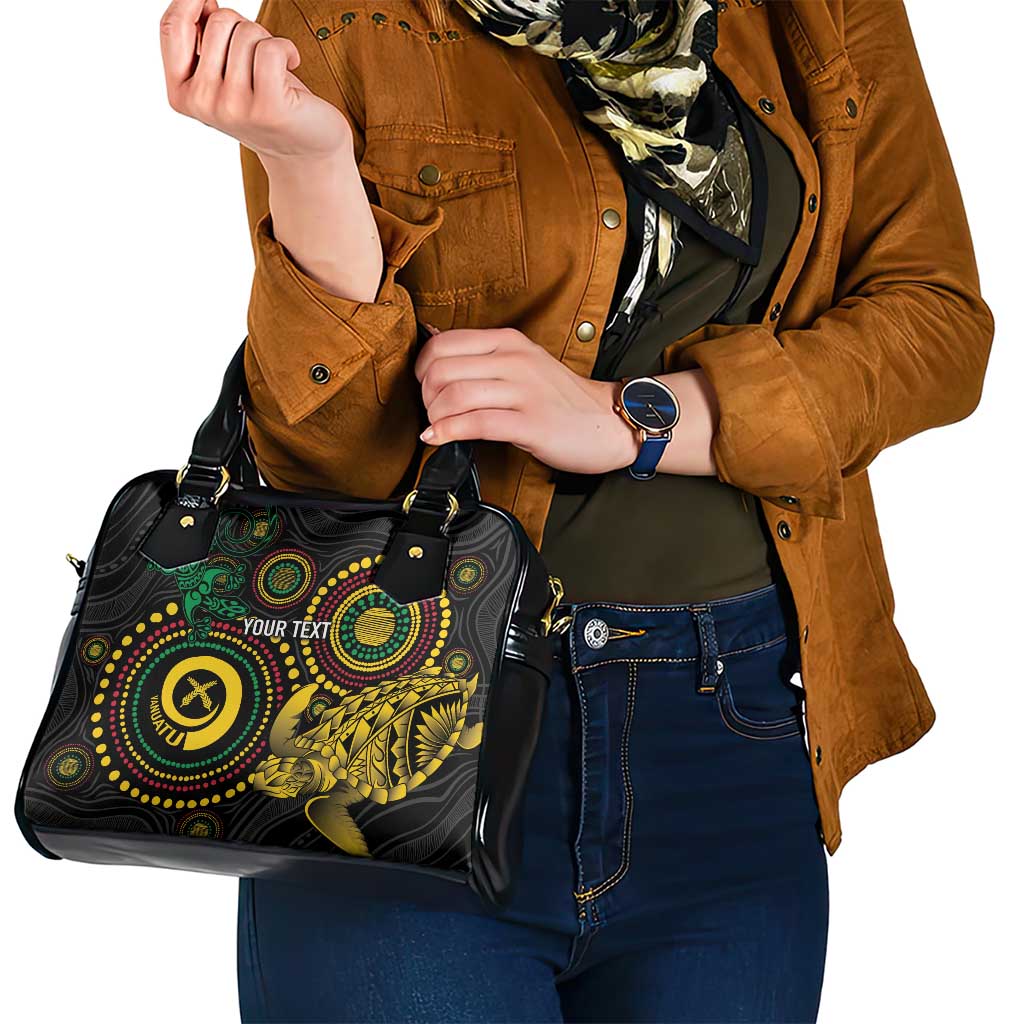 Vanuatu Personalized Aboriginal Arts Shoulder Handbag Turtle and Iguana Special - Polynesian Pride