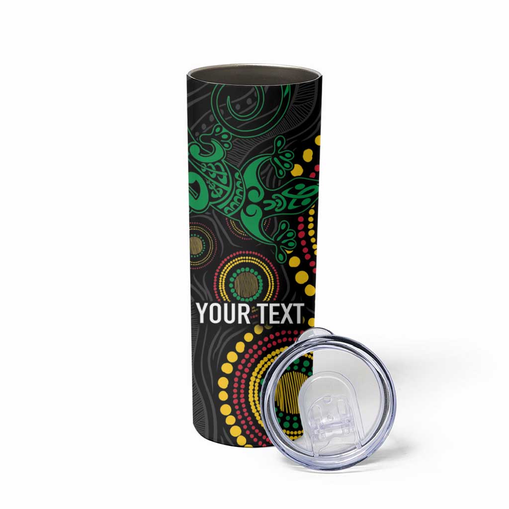 Vanuatu Personalized Aboriginal Arts Skinny Tumbler Turtle and Iguana Special - Polynesian Pride