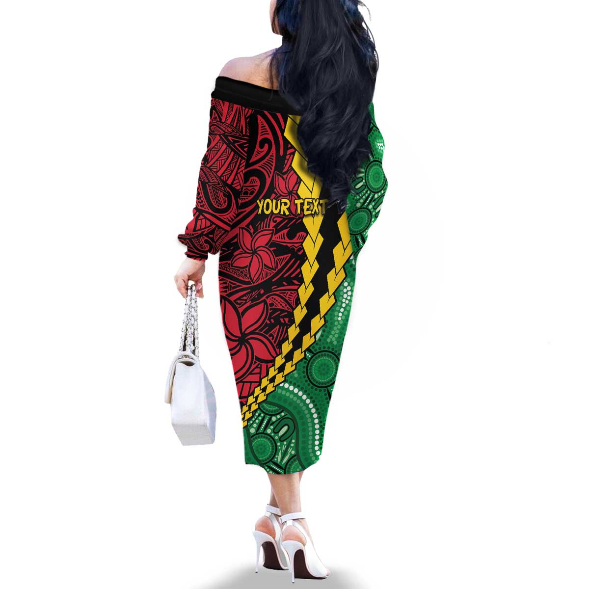 Vanuatu Personalized Tribal Family Matching Off The Shoulder Long Sleeve Dress and Hawaiian Shirt Aboriginal Inspired Mix Style LT7 - Polynesian Pride