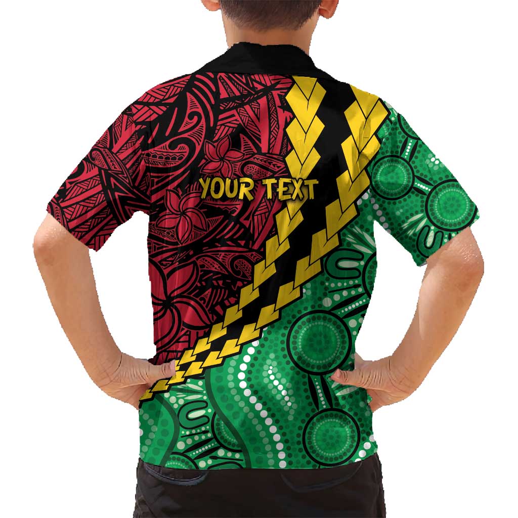 Vanuatu Personalized Tribal Family Matching Off Shoulder Maxi Dress and Hawaiian Shirt Aboriginal Inspired Mix Style - Polynesian Pride