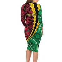 Vanuatu Personalized Tribal Long Sleeve Bodycon Dress Aboriginal Inspired Mix Style - Polynesian Pride