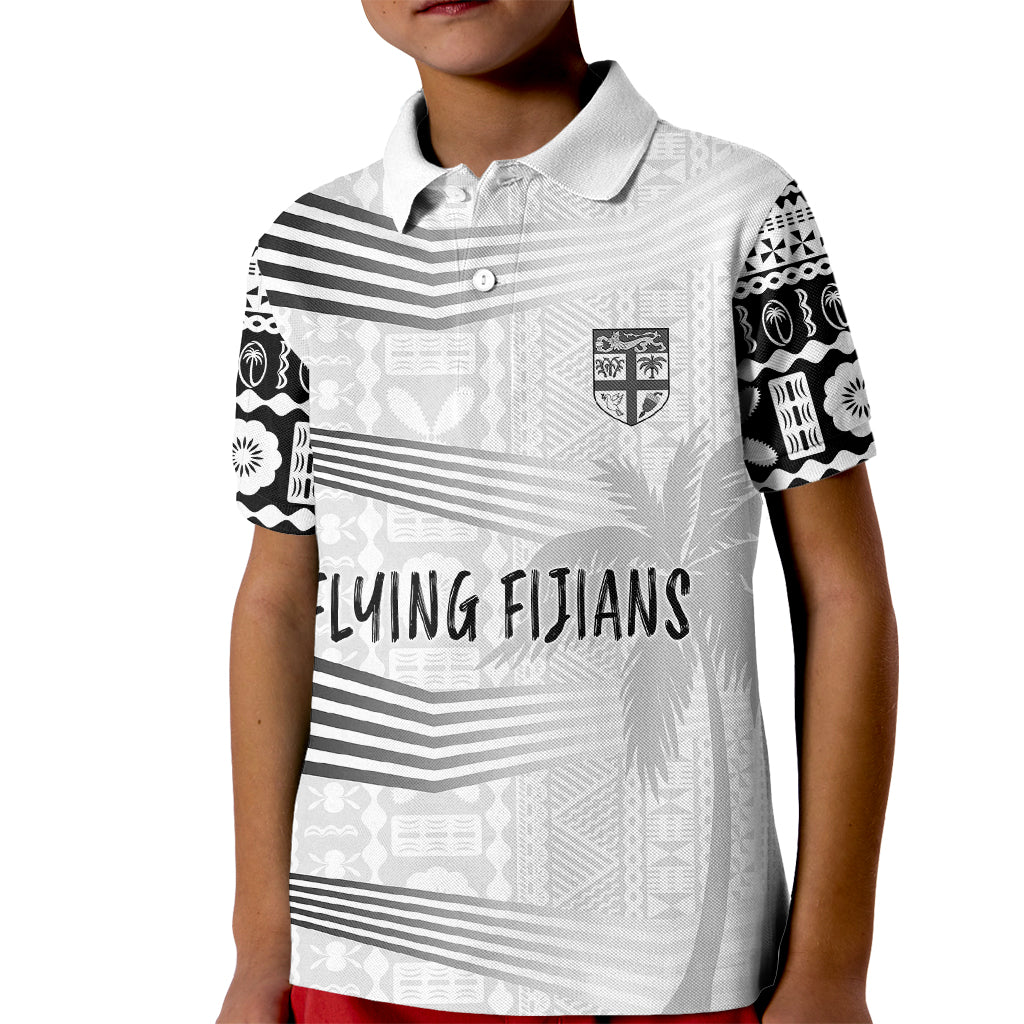 Personalised Fiji Rugby Kid Polo Shirt Kaiviti WC 2023 Jersey Replica - White LT7 Kid White - Polynesian Pride