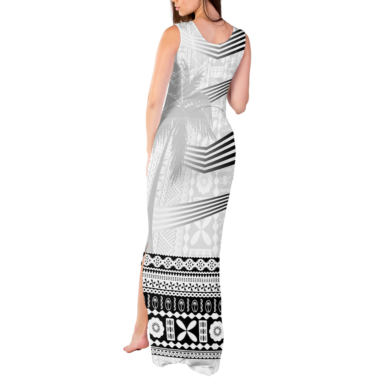 Personalised Fiji Rugby Tank Maxi Dress Kaiviti WC 2023 Jersey Replica - White LT7 - Polynesian Pride