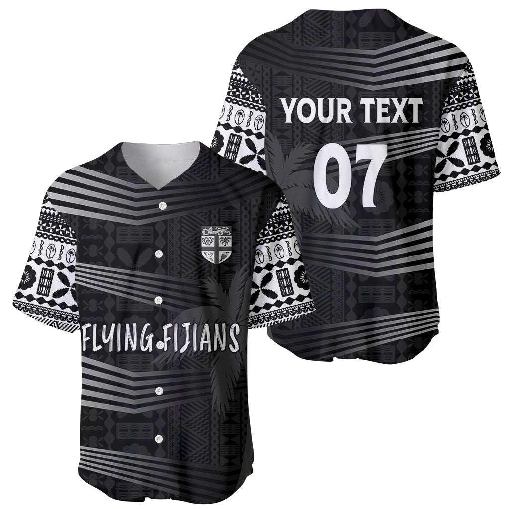 Personalised Fiji Rugby Baseball Jersey Kaiviti WC 2023 Jersey Replica - Black LT7 - Polynesian Pride