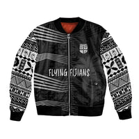 Personalised Fiji Rugby Bomber Jacket Kaiviti WC 2023 Jersey Replica - Black LT7 Unisex Black - Polynesian Pride