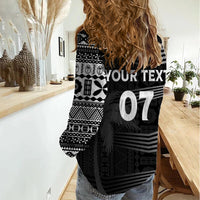 Personalised Fiji Rugby Women Casual Shirt Kaiviti WC 2023 Jersey Replica - Black LT7 - Polynesian Pride