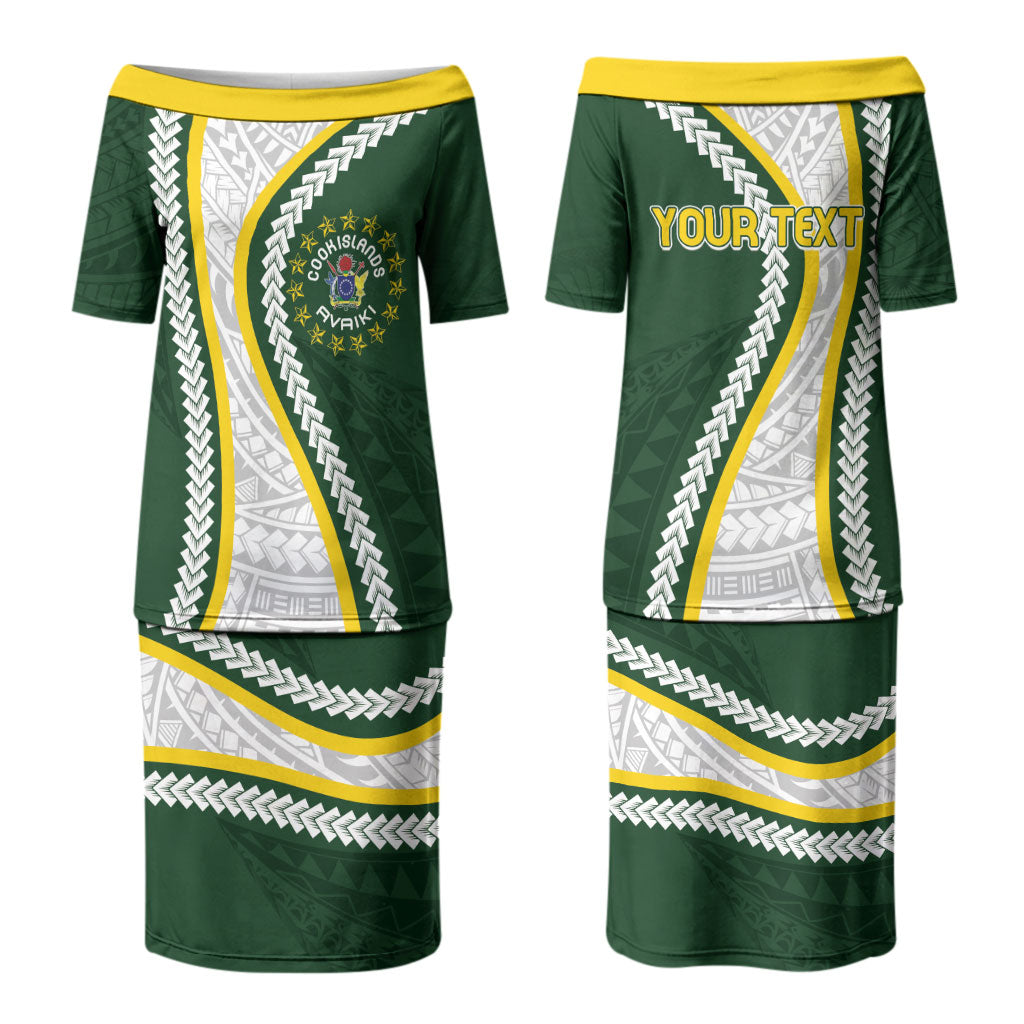 Cook Islands Rugby Personalized Avaiki Couples Matching Puletasi and Long Sleeve Button Shirt GO Kuki