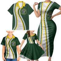 Cook Islands Rugby Personalized Avaiki Family Matching Short Sleeve Bodycon Dress and Hawaiian Shirt GO Kuki