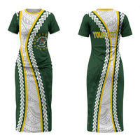 Cook Islands Rugby Personalized Avaiki Family Matching Short Sleeve Bodycon Dress and Hawaiian Shirt GO Kuki